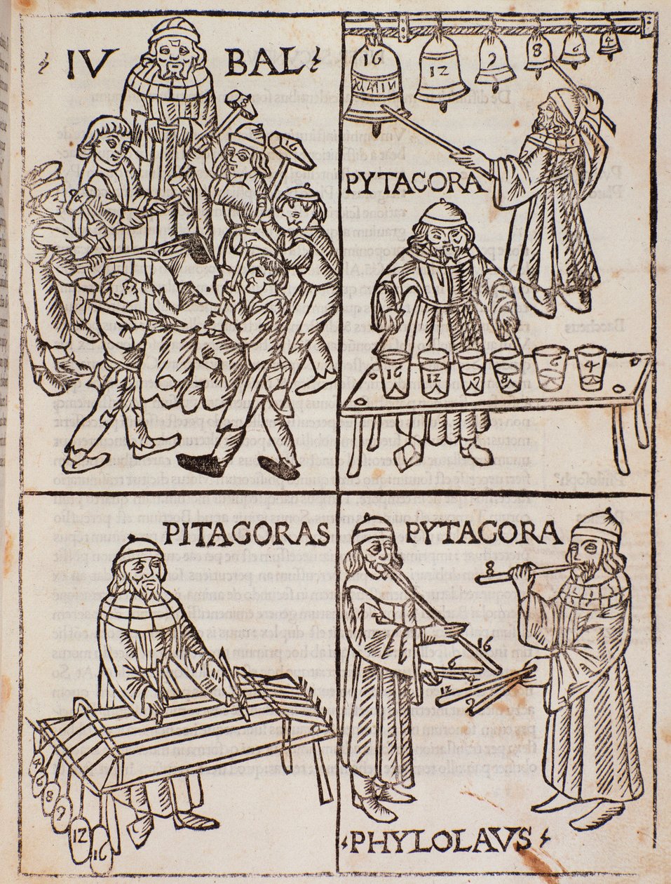 Muzikale theorieën van Pythagoras. Pagina uit Theorica Musicae door Franchino Gaffurio door Unknown artist