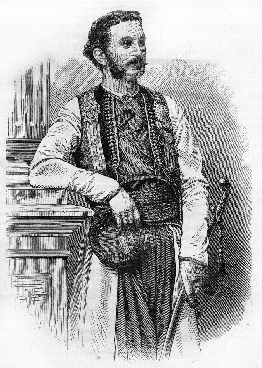 Nicholas I (1841-1921), in 1869. Prins van Montenegro, later koning van Montenegro. door Unknown artist