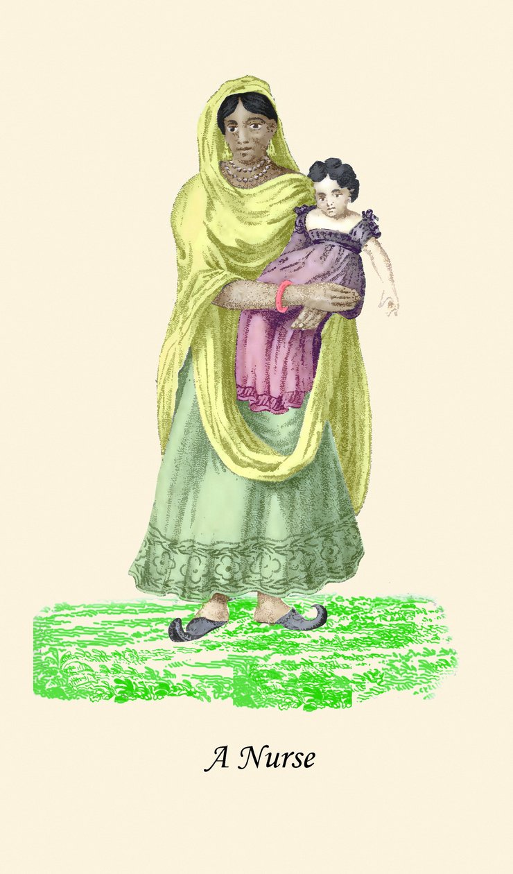 Verpleegster met baby door Unknown Artist