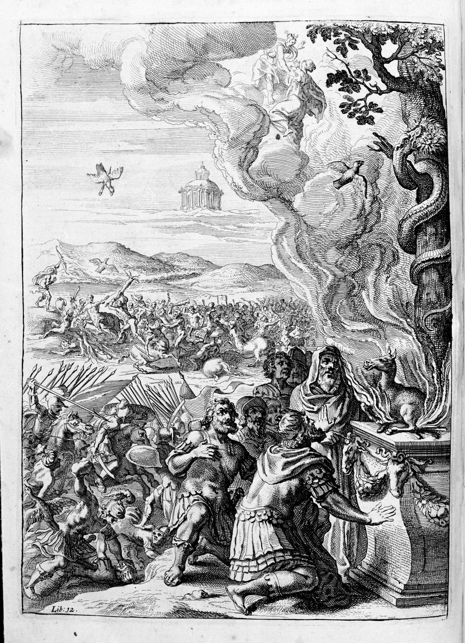 Illustratie voor boek 15 - P. Ovidii Nasonis Metamorphose libri XV met notities van Thomas Farnaby door Unknown artist