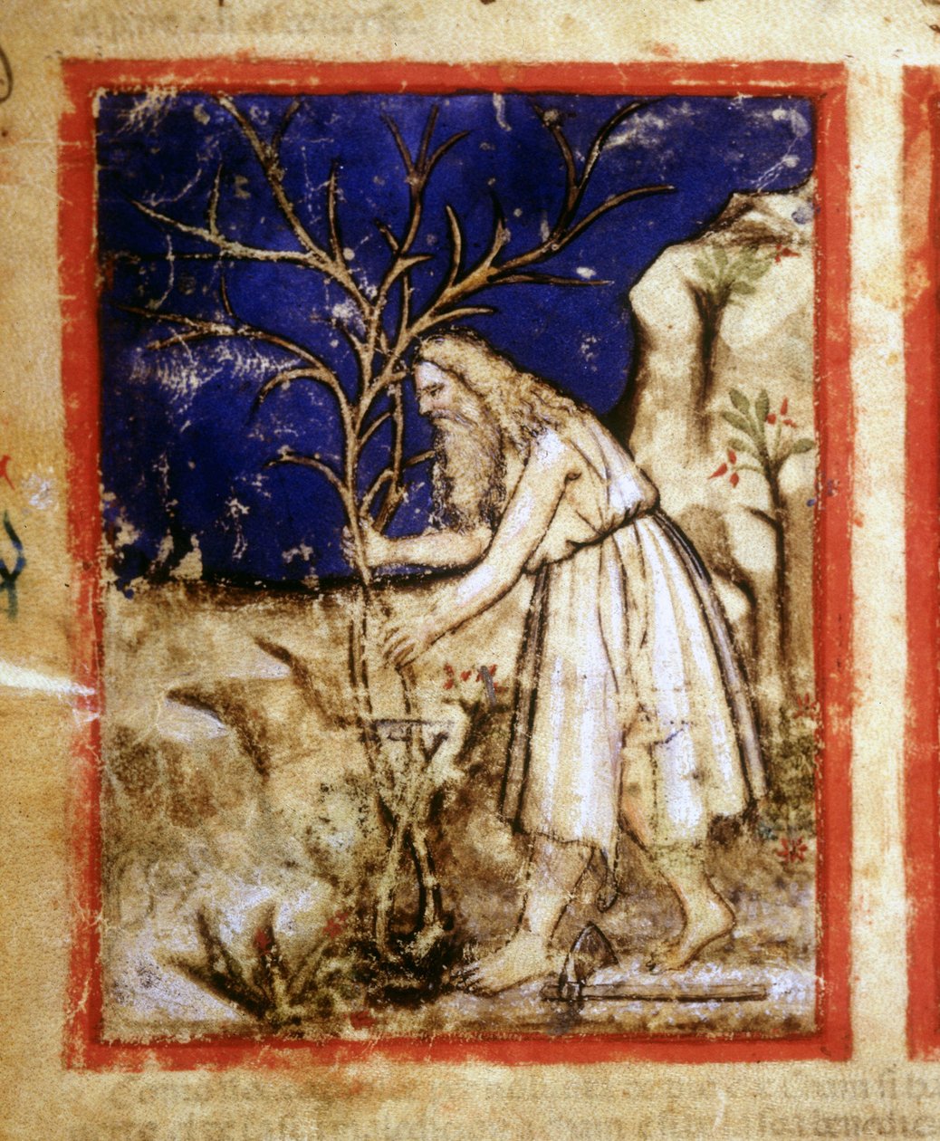 Pagina van een bijbelmanuscript. Noach
