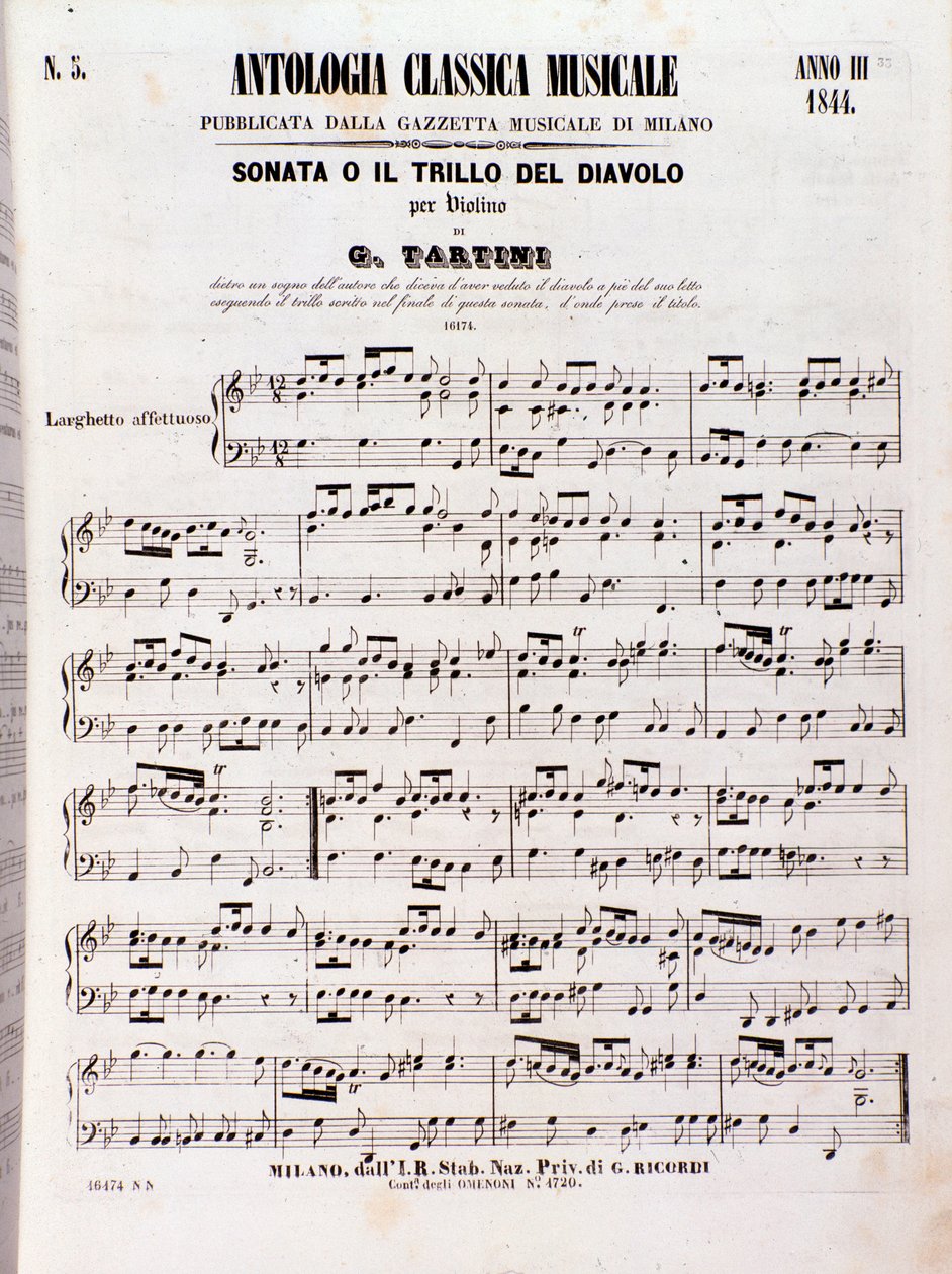 Pagina van muzikale partituur van Devil