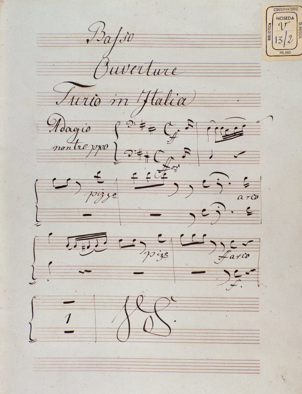 Pagina van muziekpartituur van de ouverture van De Turk in Italië door Gioacchino Rossini door Unknown artist