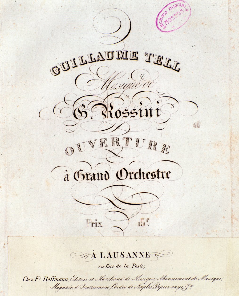 Pagina van muziekpartituur van de ouverture van Wilhelm Tell, opera door Gioacchino Rossini door Unknown artist
