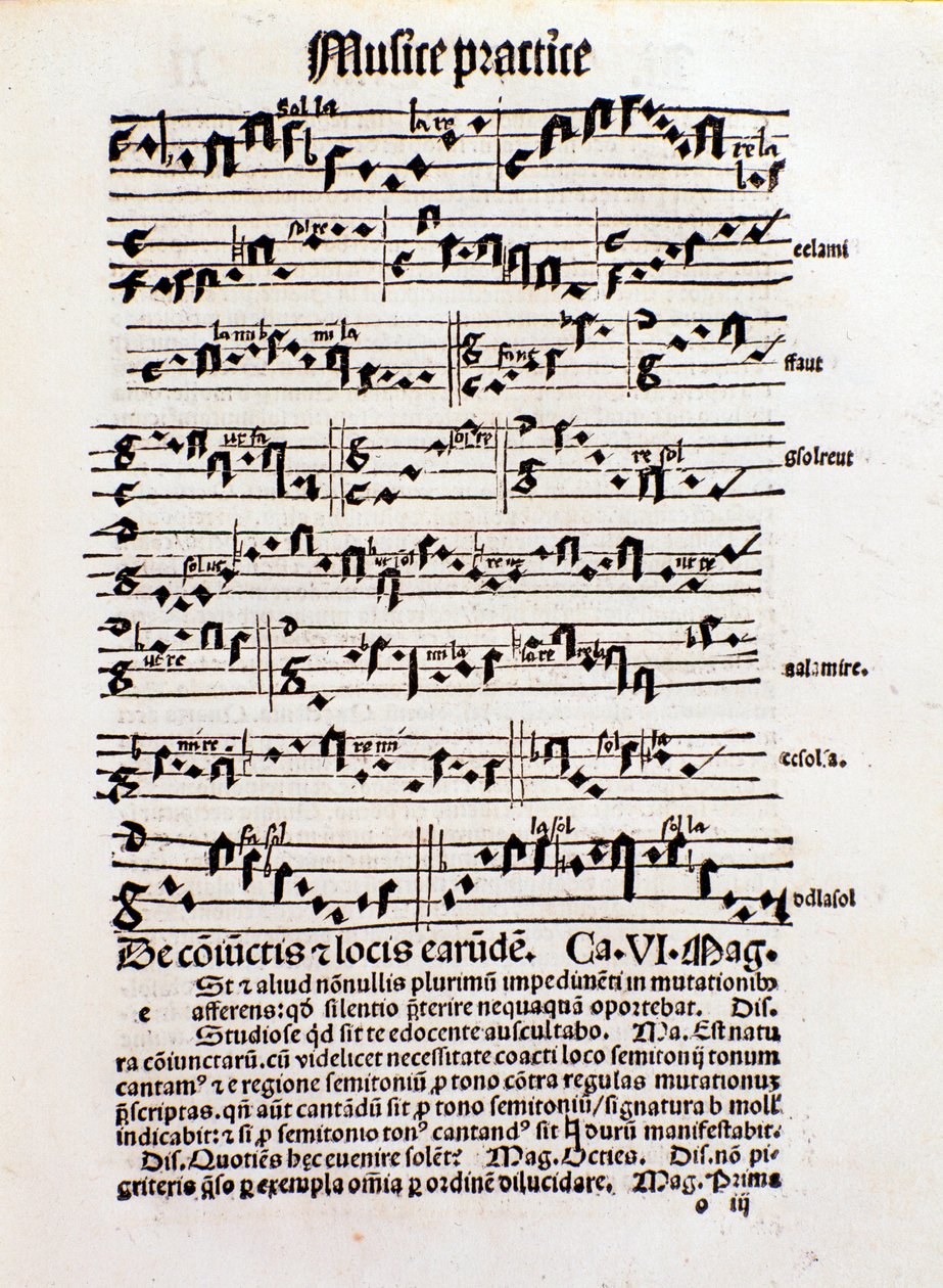 Pagina over muziektheorie uit Margarita philosophica door Unknown artist