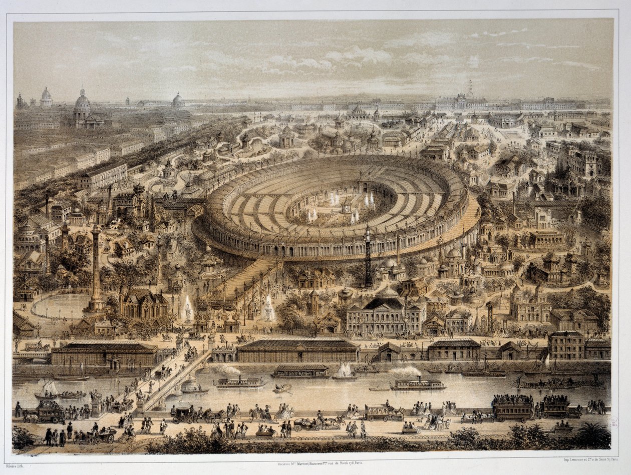 Panoramisch uitzicht op de Wereldtentoonstelling van 1867 in Parijs. Parijs, Musée Carnavalet door Unknown artist