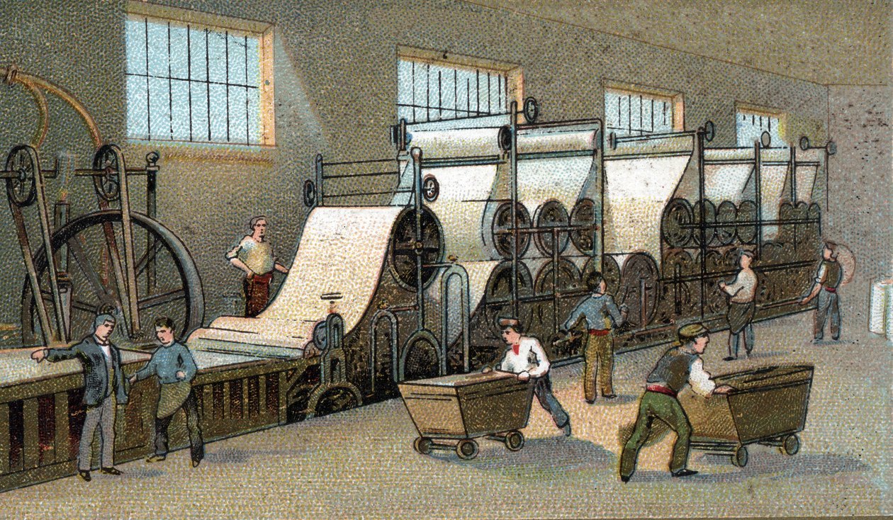 Papierproductie in de 19e eeuw in Frankrijk door Unknown artist