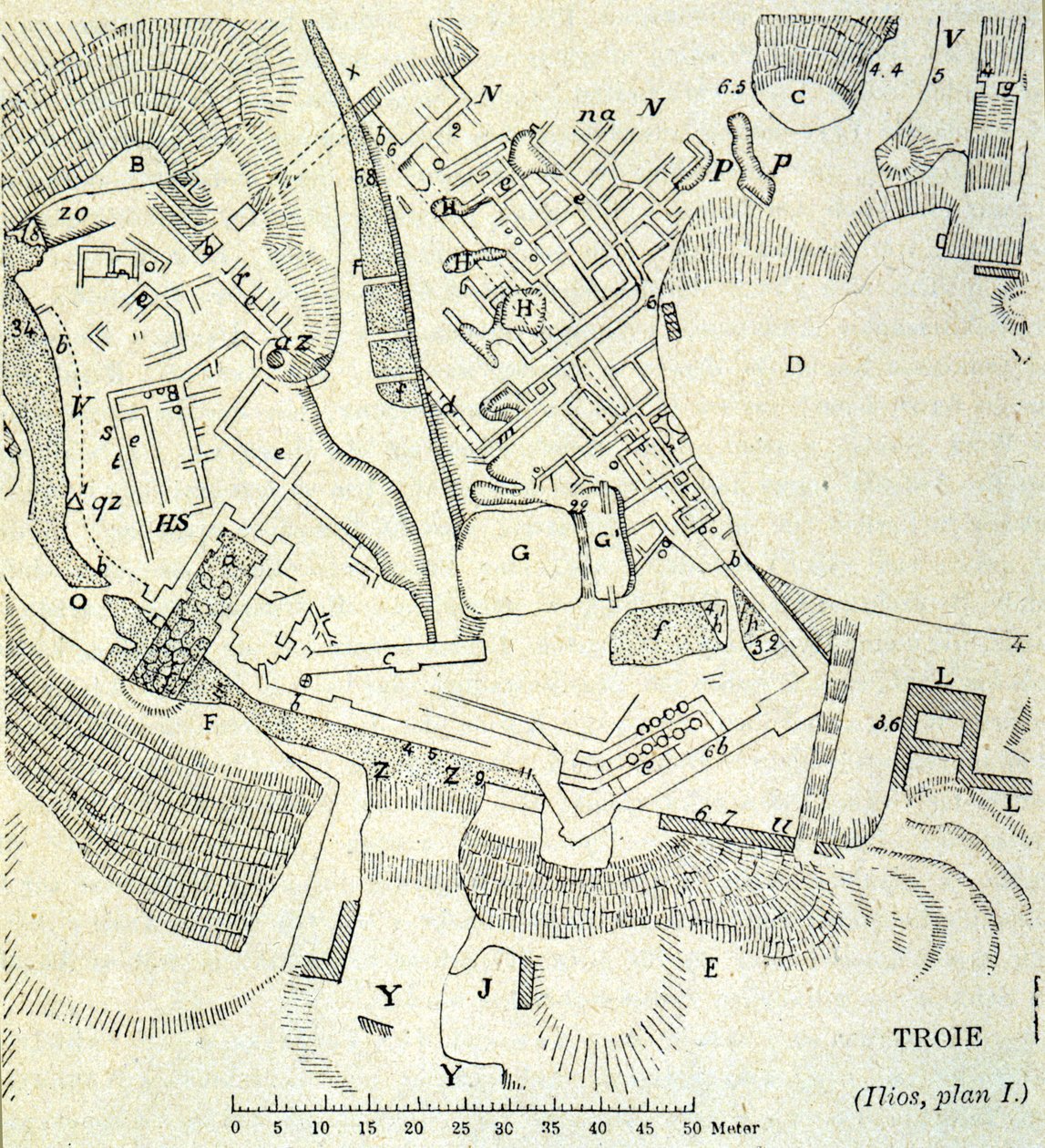 Plan van Troje: Opgraving van Heinrich Schliemann door Unknown artist