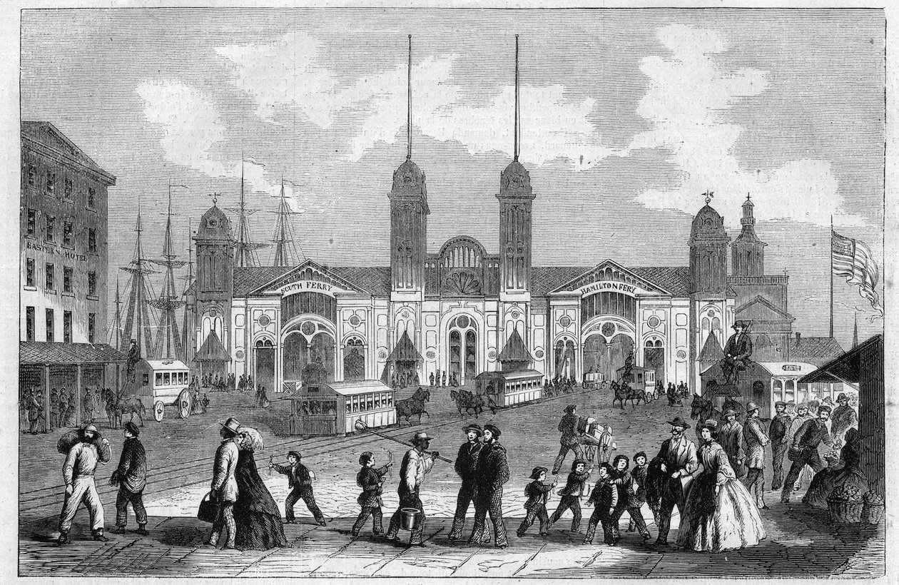 Haven van New York, Verenigde Staten. Gravure in "The Illustrous Universe" door Unknown artist
