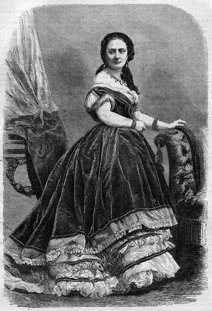 Portret Maria Wyse Bonaparte, Madame Urbain Ratazzi (1833-1902). Gravure in 