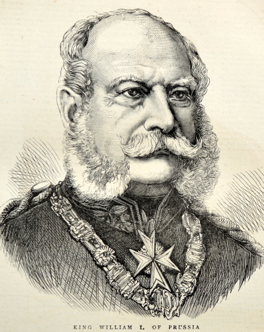 Portret Wilhelm I van Duitsland/Pruisen 1870 (gravure) door Unknown artist