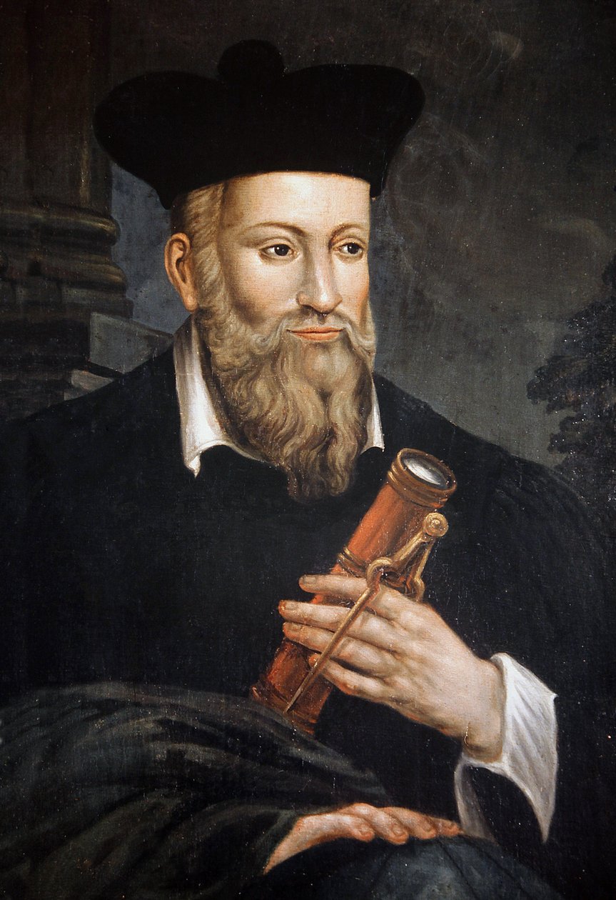 Portret van Michel de Nostre-Dame (Nostre Dame), genaamd Nostradamus, astroloog (1503-1566), detail, Maison de Nostradamus, Salon de Provence, Bouches du Rhone door Unknown artist