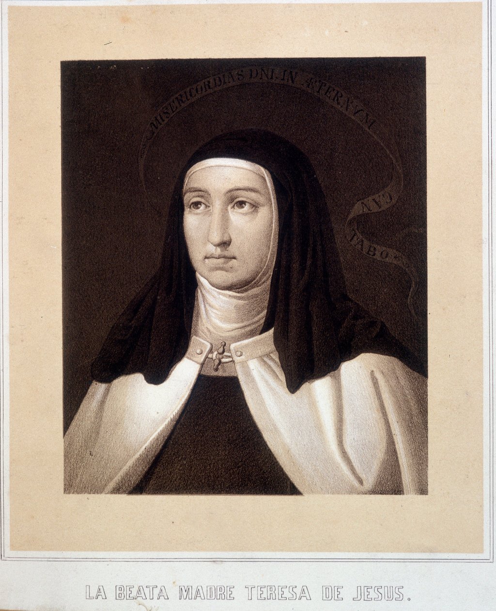 Portret in buste van Sint Theresia van Jezus (of Sint Theresia van Avila) (1515-1582), gravure door Unknown artist