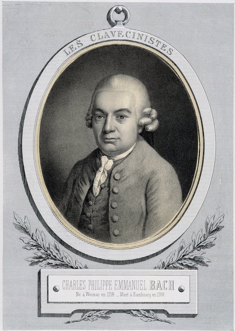 Portret in medaillon van Carl Philipp Emanuel Bach (1714-1788), zoon van Johann Sebastian Bach, n.d. 19e eeuw door Unknown artist