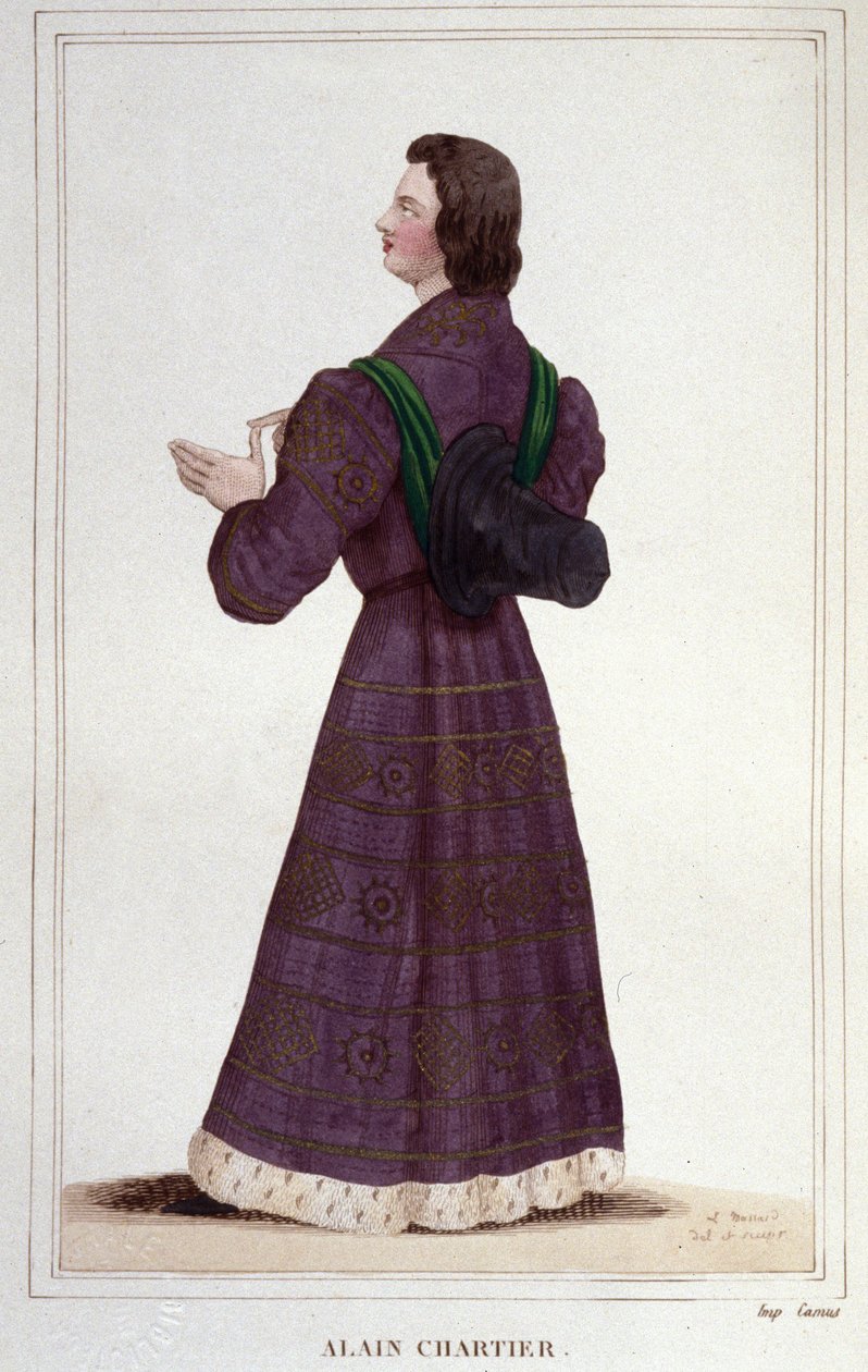 Portret van Alain Chartier. Franse diplomaat en schrijver (1385-1433). Secretaris van de toekomstige Karel VII. gravure uit 1830 door Unknown artist