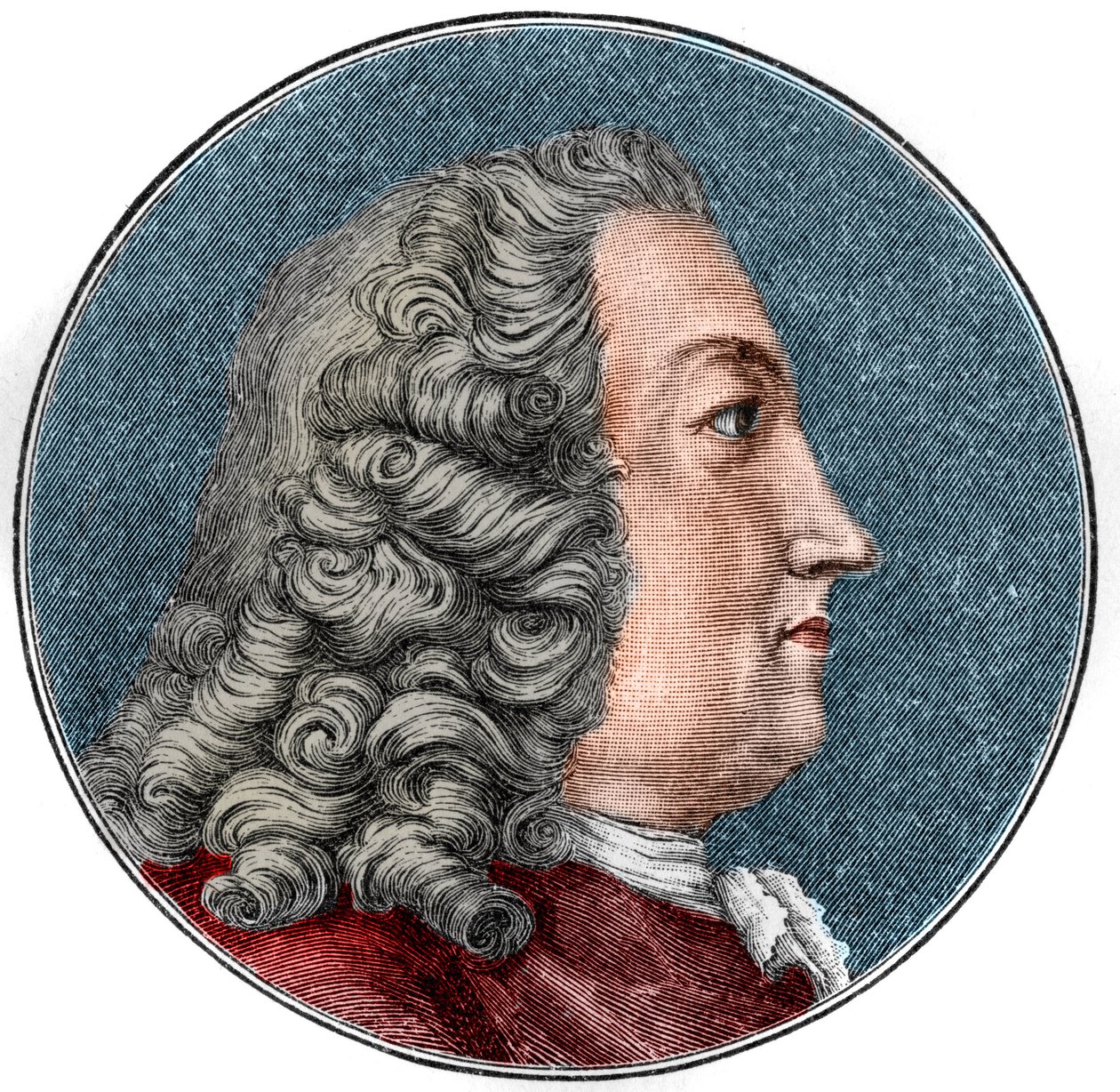 Portret van Albrecht von Haller, Zwitserse fysioloog en botanicus (1708-1777). Gravure door Unknown artist