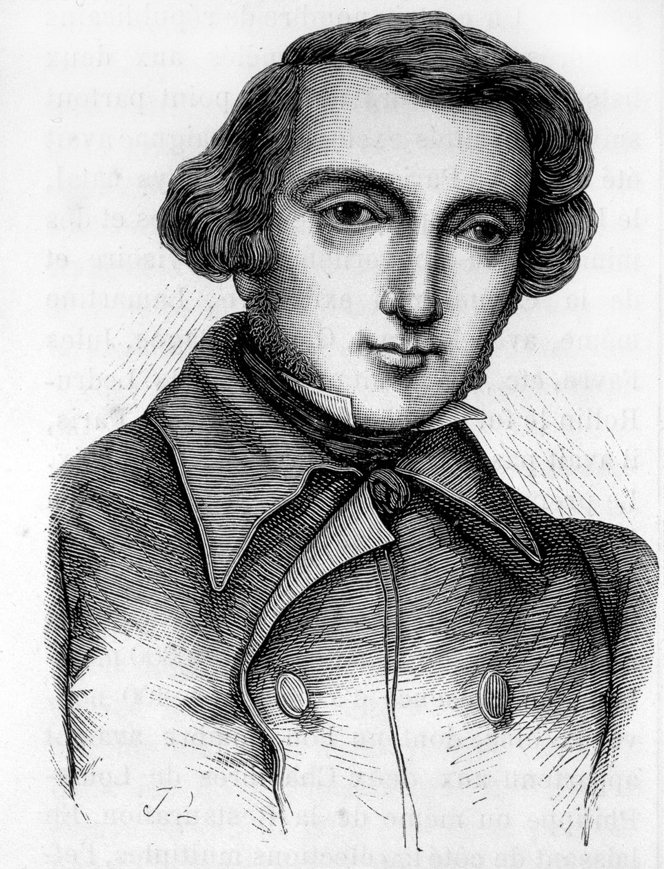 Portret van Alexis de Tocqueville (1805 - 1859), Franse historicus en politicus. Gravure 19e eeuw door Unknown artist