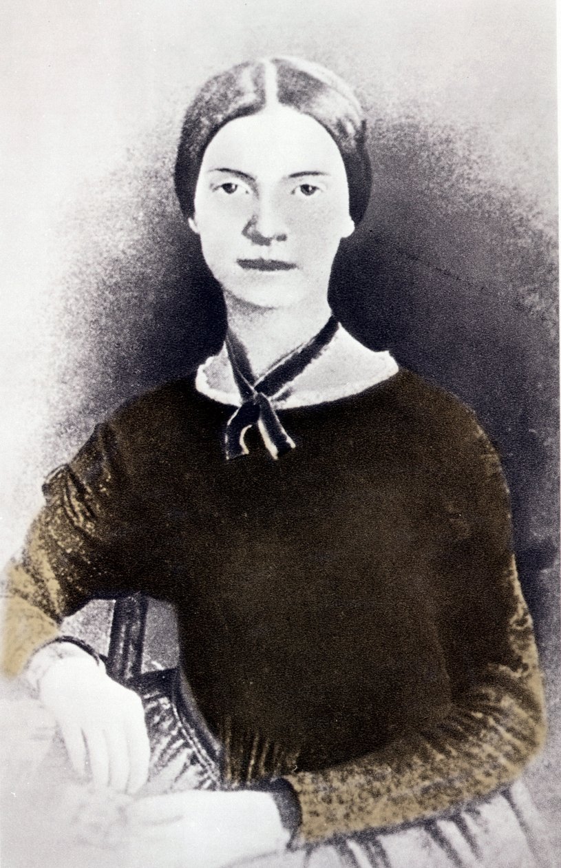 Portret van de Amerikaanse dichteres Emily Dickinson van een foto circa 1846-1847 door Unknown artist