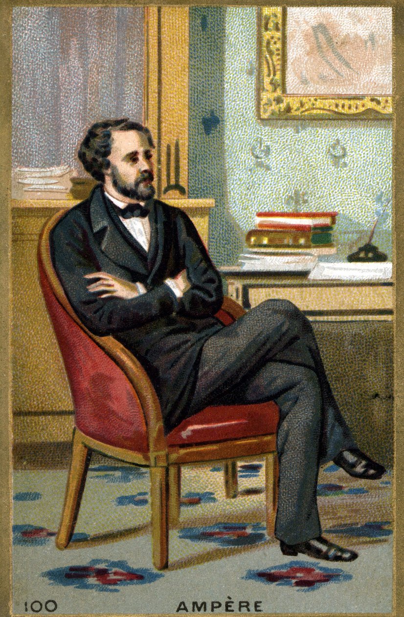 Portret van André-Marie Ampere (1775 - 1836) Franse natuurkundige. Chromolithografie van de 19e eeuw door Unknown artist