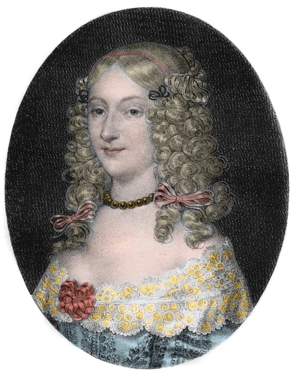 Portret van Anne-Geneviève de Bourbon-Condé (1619-1679), hertogin van Longueville - gravure 19e eeuw door Unknown artist