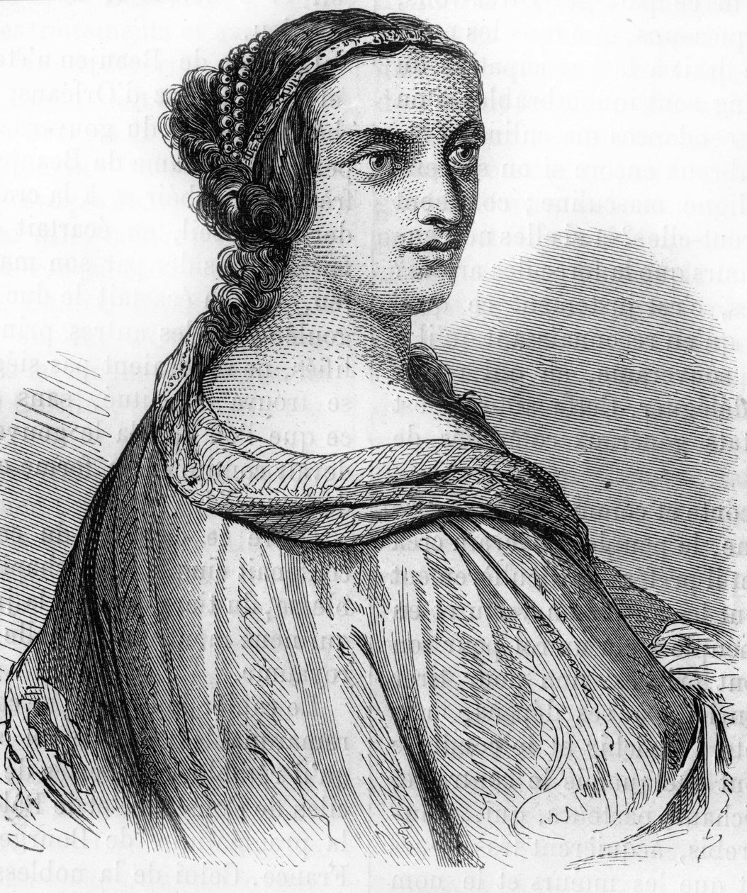 Portret van Anne de Beaujeu, Anne van Frankrijk (1462-1522), hertogin van Bourbon, dochter van Lodewijk XI. Gravure uit de 19e eeuw. door Unknown artist
