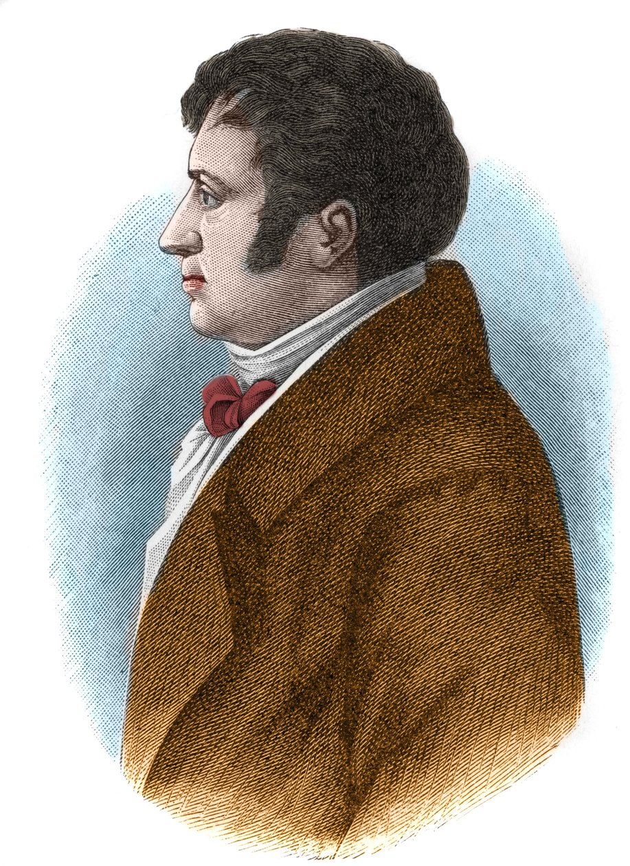Portret van August Wilhelm von Schlegel (1767-1845), Duitse filosoof, criticus, oriëntalist en vertaler en theoreticus van de romantische beweging. door Unknown artist