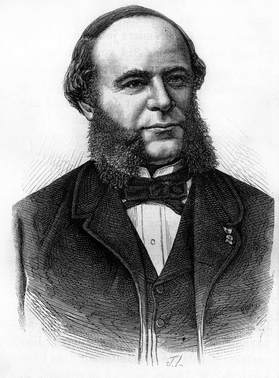 Portret van Auguste Pouyer-Quertier (1820 - 1891). Gravure uit het einde van de 19e eeuw in 