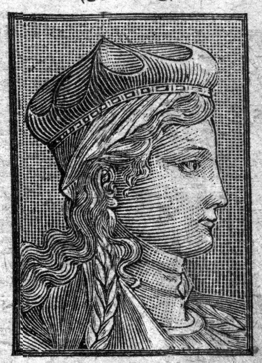 Portret van Brunehaut (of Brunehilde) (ca. 534-613) vrouw van Sigebert I. door Unknown artist