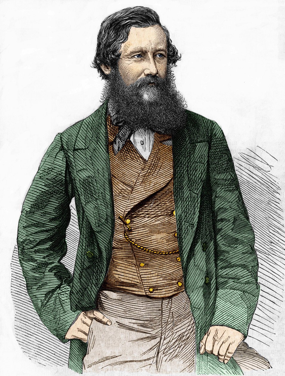 Portret van kapitein Speke, Britse ontdekkingsreiziger (1827 - 1864) door Unknown artist
