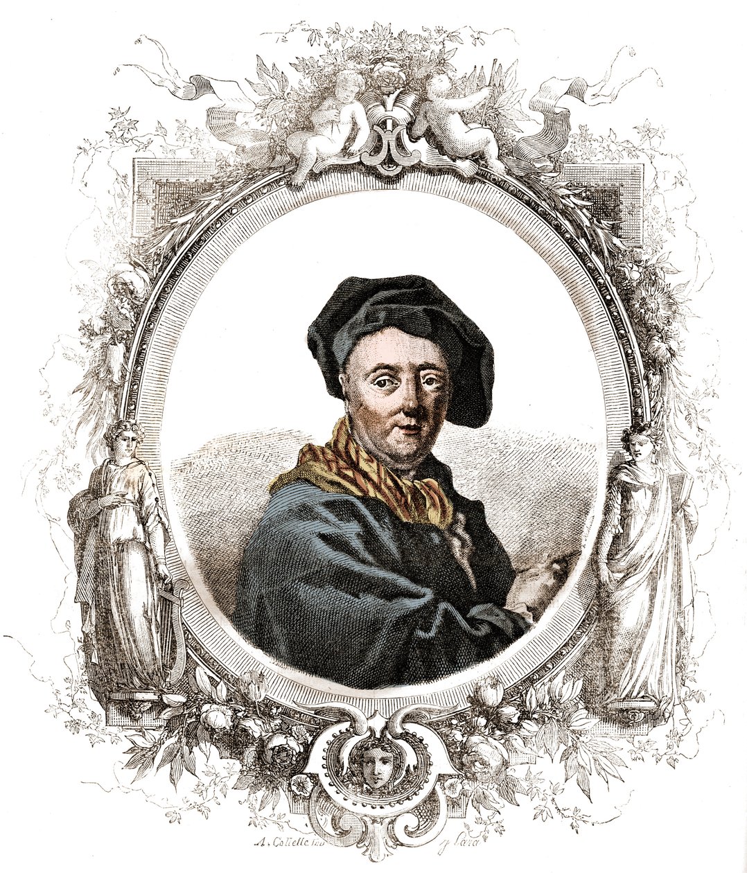 Portret van Carle Van Loo (1705-1765), Franse schilder. door Unknown artist