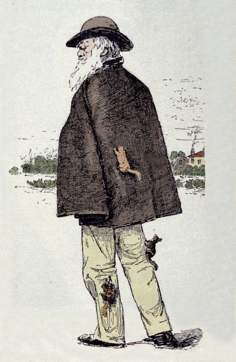 Portret van Charles Darwin (1809-1882) spelend met eekhoorns door Unknown artist