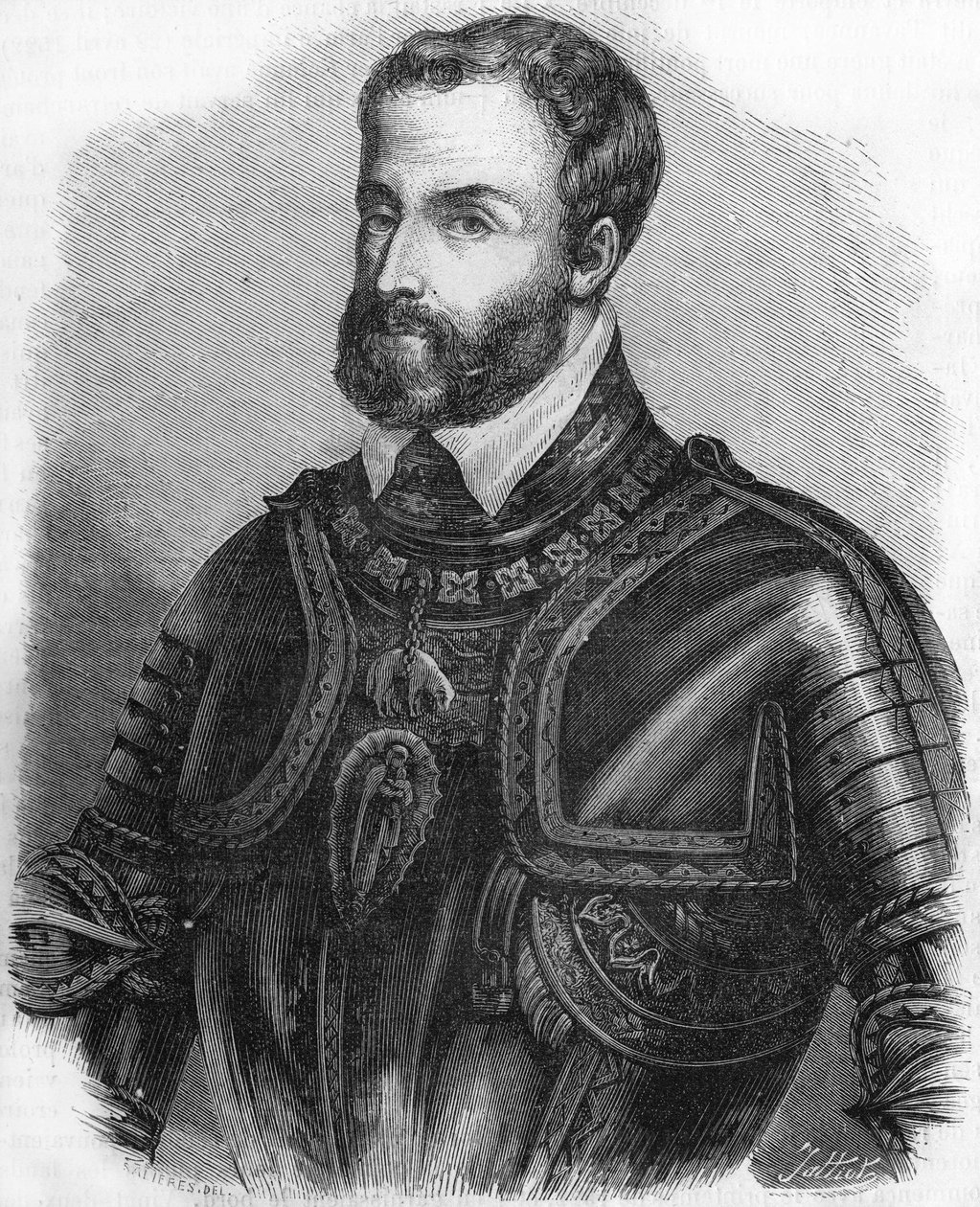 Portret van Karel V (1500-1558), keizer van het Heilige Roomse Rijk van 1519 tot 1556. Gravure uit de 19e eeuw. door Unknown artist
