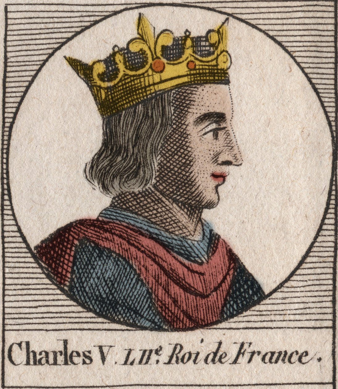Portret van Karel V de Wijze (1338-1380) (gravure uit 