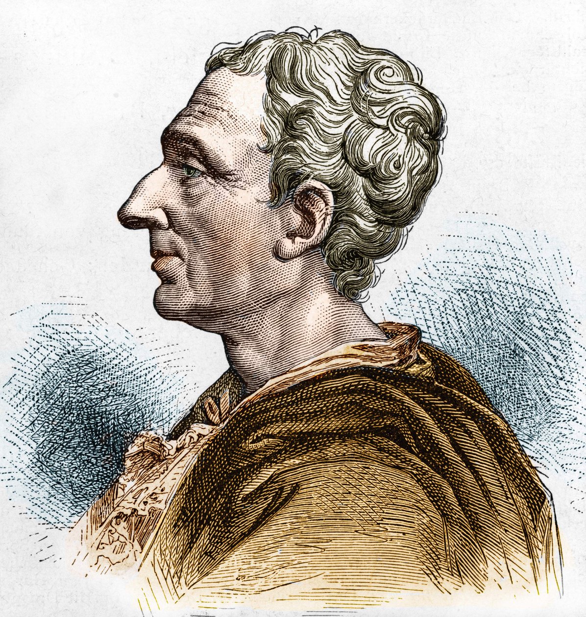 Portret van Charles de Secondat (1689 - 1755), Baron De La Brède en Montesquieu. Gravure uit de 19e eeuw door Unknown artist
