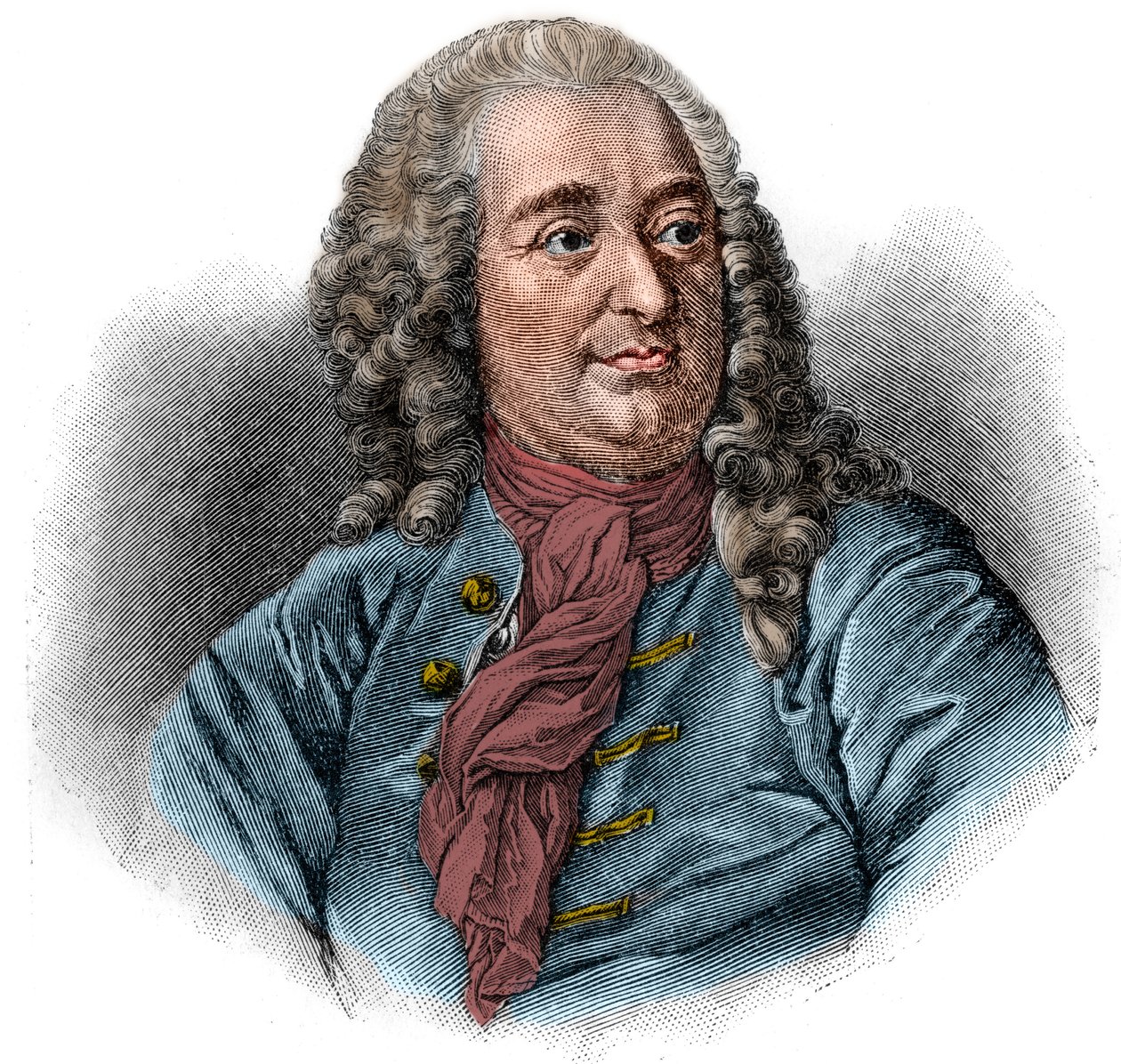 Portret van Christian von Wolff, Duitse jurist, wiskundige en filosoof. Gravure door Unknown artist