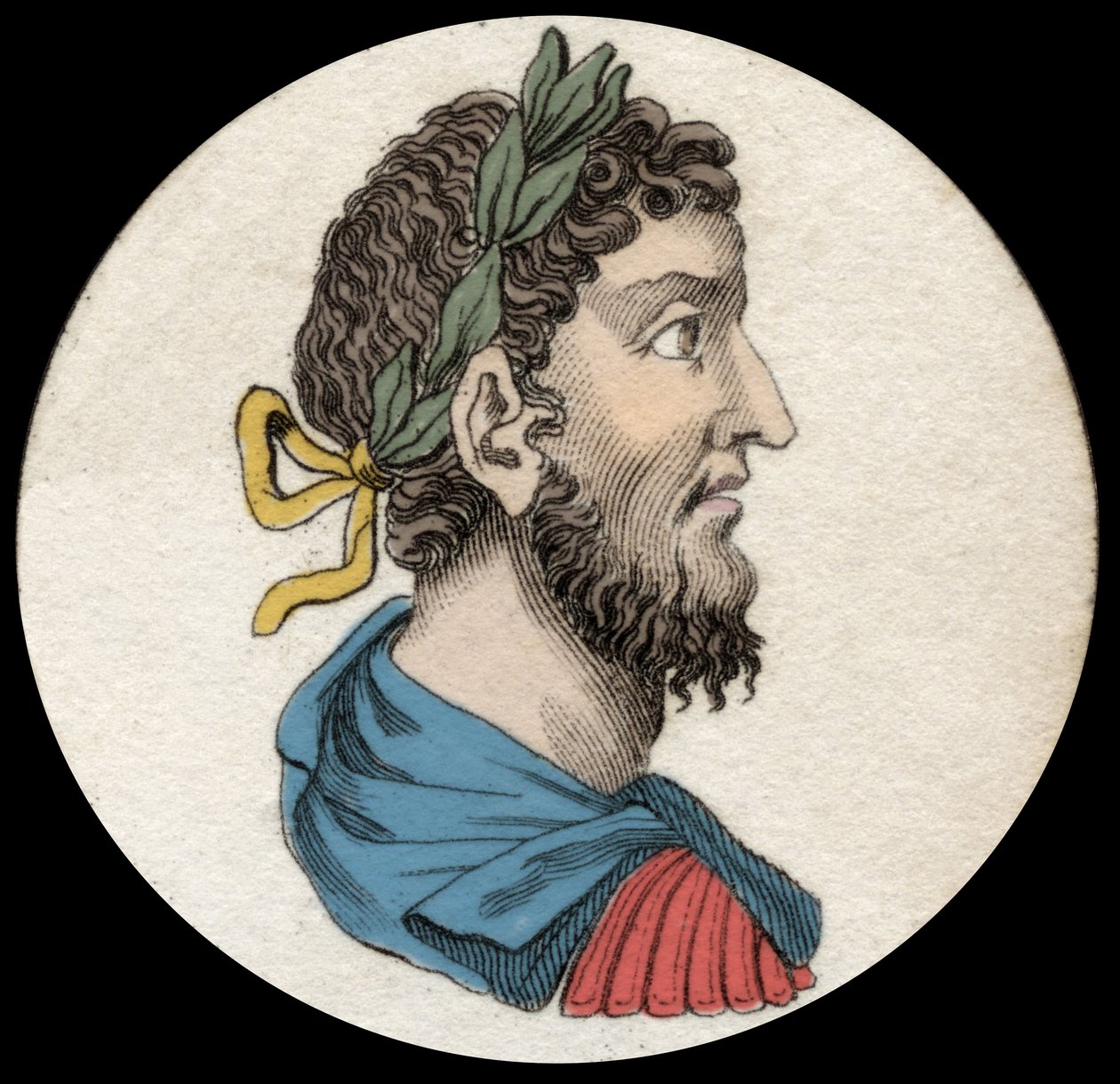 Portret van Commodus (161-192), Romeinse keizer. Gravure uit de 19e eeuw door Unknown artist