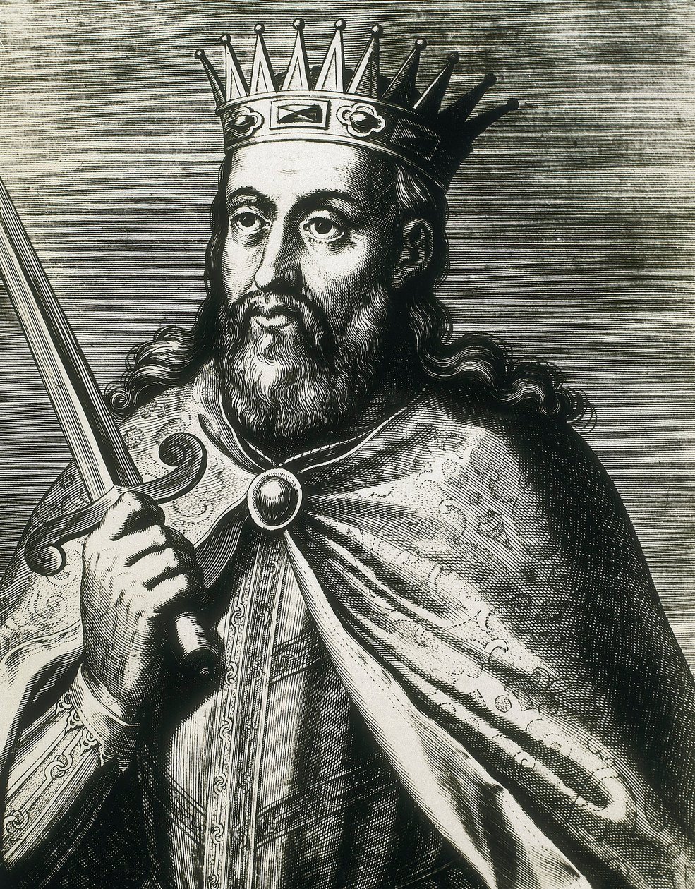 Portret van Denis van Portugal (de Boerenkoning) (gravure) door Unknown artist
