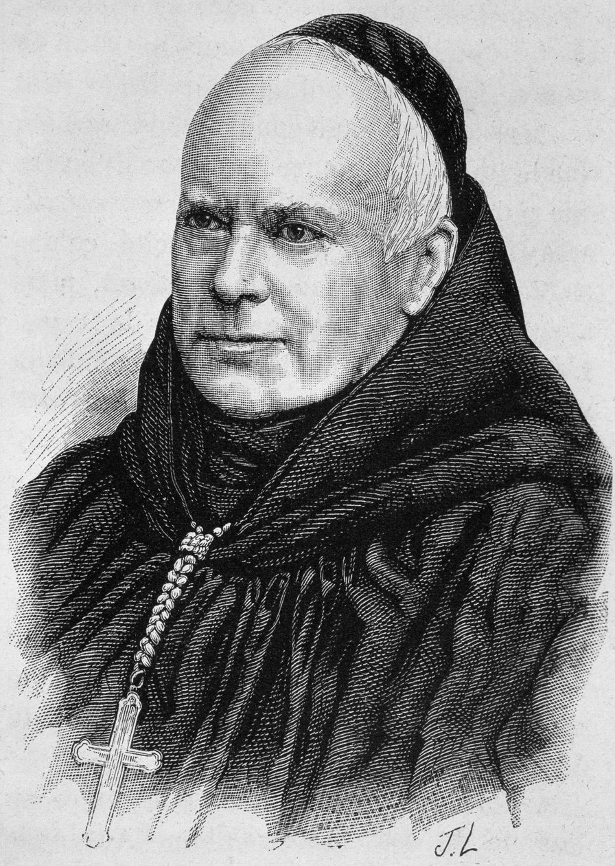 Portret van Dom Guéranger (1805 - 1875). Gravure uit het einde van de 19e eeuw in 