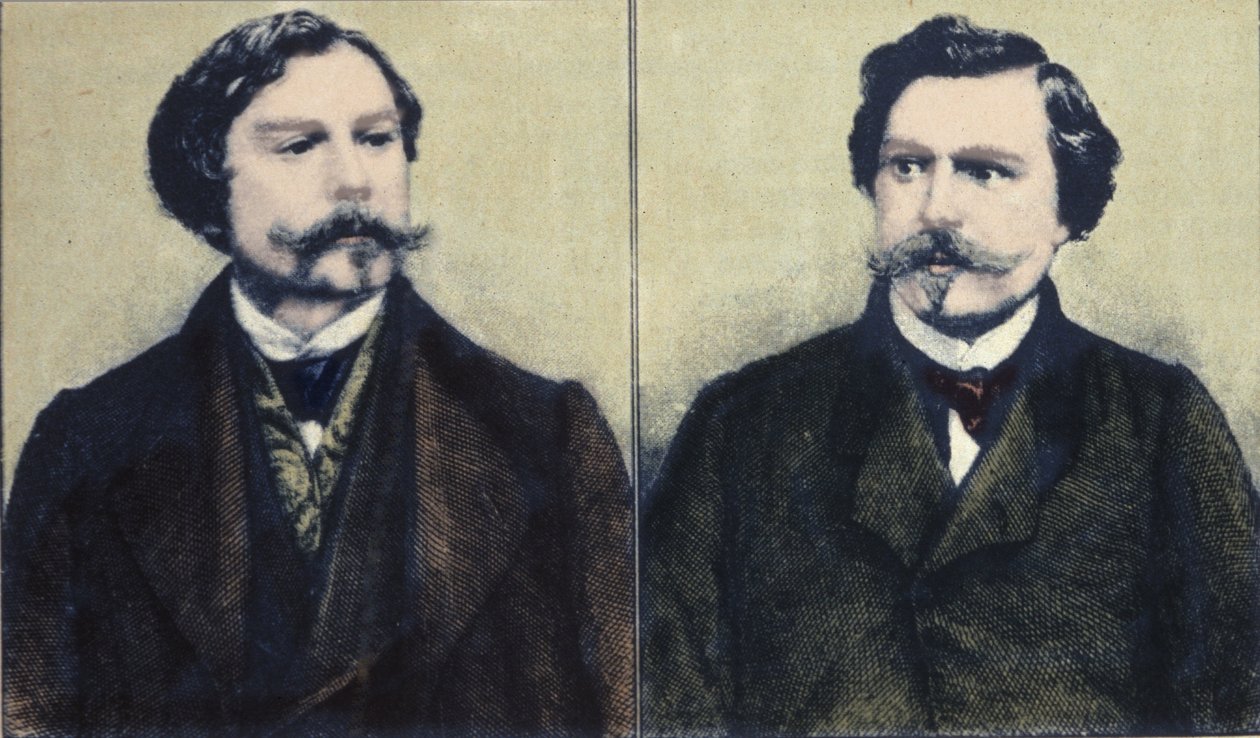 Portret van Edmond Goncourt (1822-1896) en Jules Goncourt (1830-1870) broers schrijvers door Unknown artist