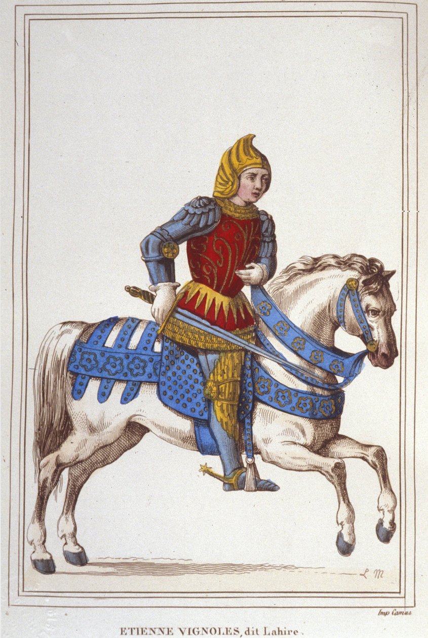 Portret van Etienne de Vignoles of Vignolles genaamd La Hire (Lahire). Franse krijgsman 1390-1443. Gravure van 1830 door Unknown artist