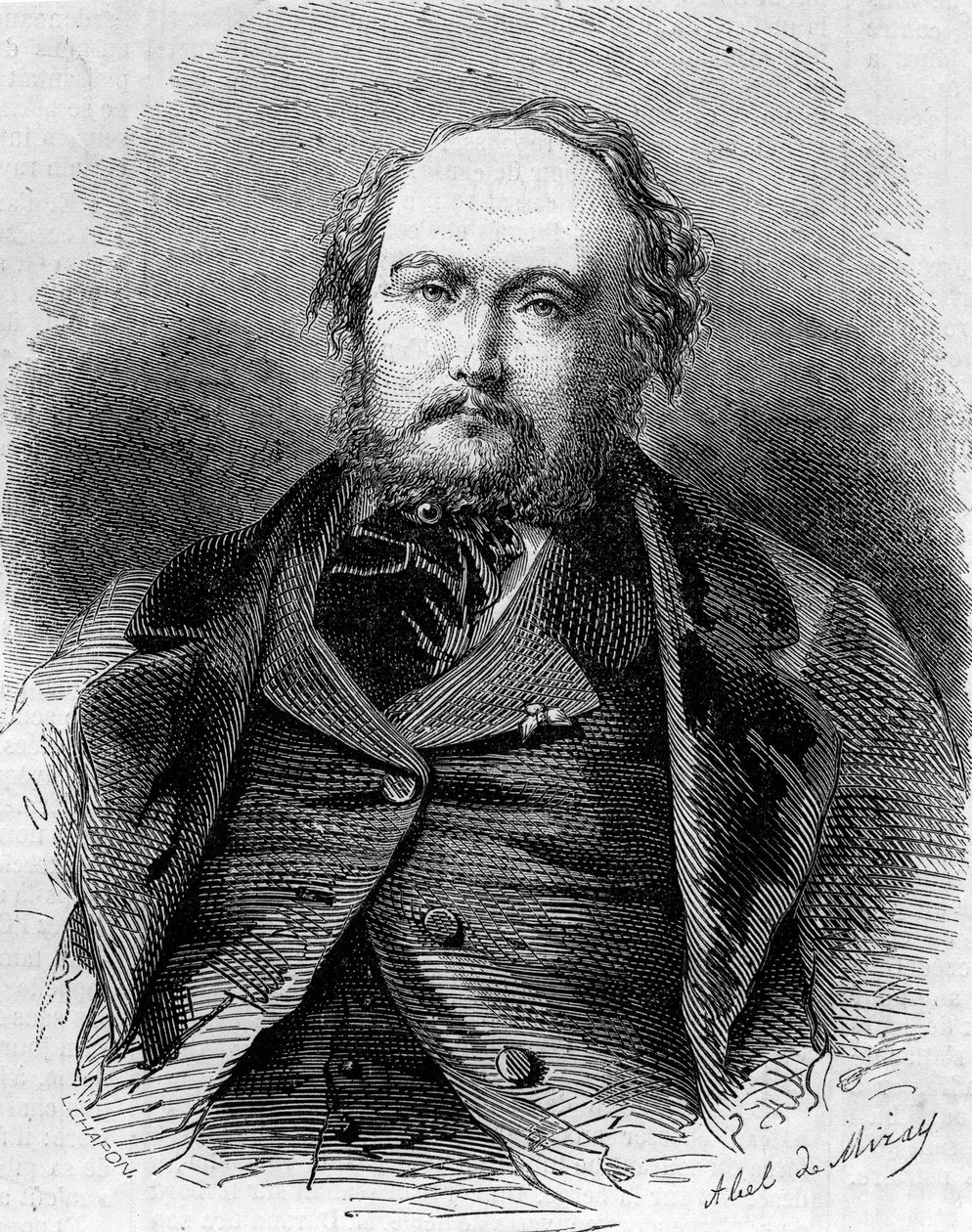 Portret van Eugene Guinot (1812-1861), Franse journalist, romanschrijver en toneelschrijver. Ook bekend als Pierre Durand en Paul Vermond (gravure in 