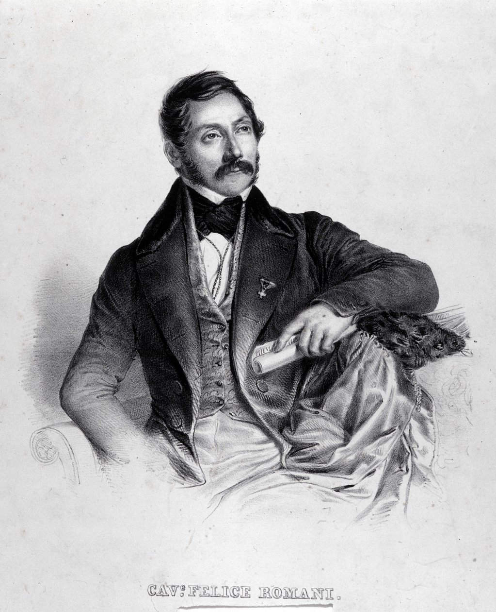 Portret van Felice Romani, librettist, dichter en Italiaanse criticus (1788-1865). door Unknown artist