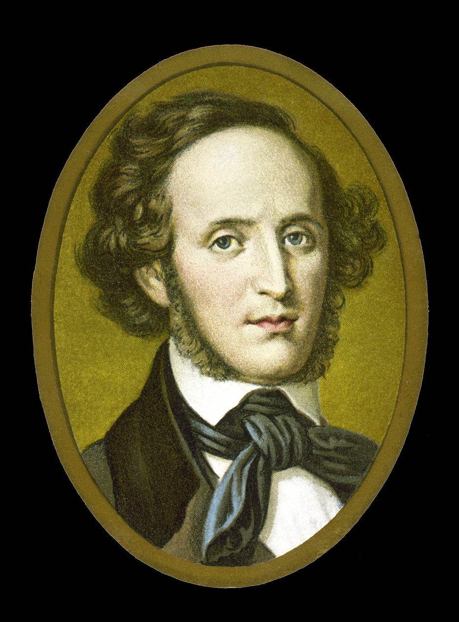 Portret van Félix Mendelssohn - Bartholdy (1809 - 1847) Duitse componist door Unknown artist