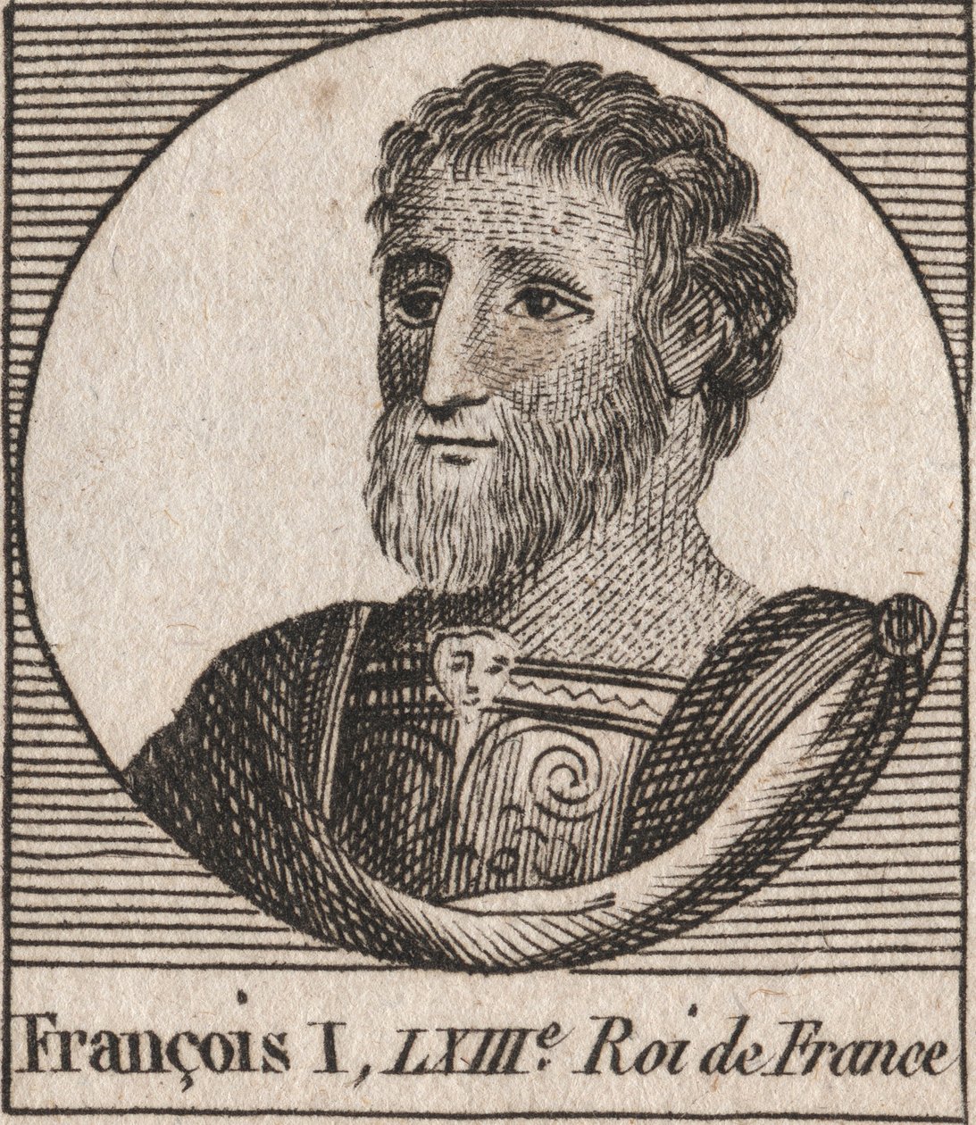 Portret van Frans I (1494 - 1547), Koning van Frankrijk (gravure uit 