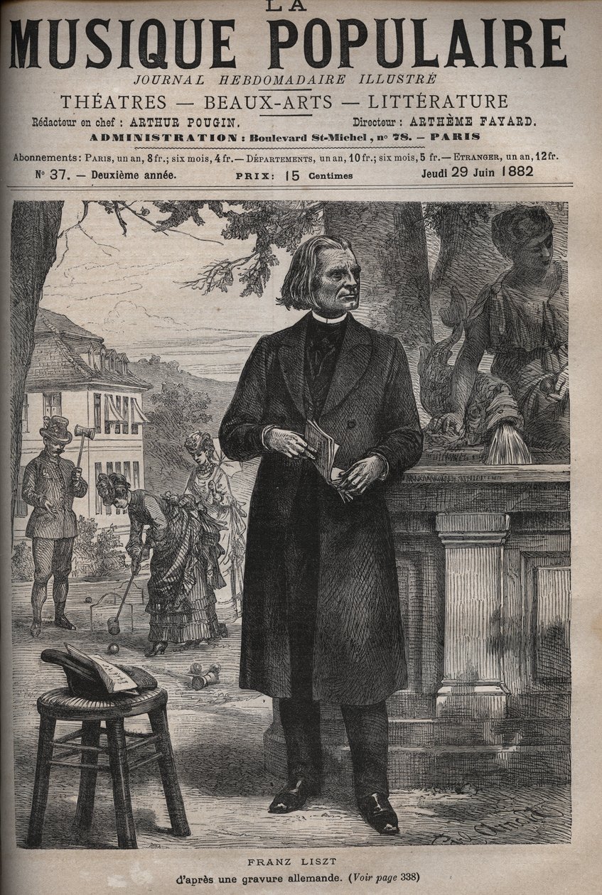 Portret van Franz Liszt (1811-1886), Hongaarse componist, pianist en dirigent - gravure in 