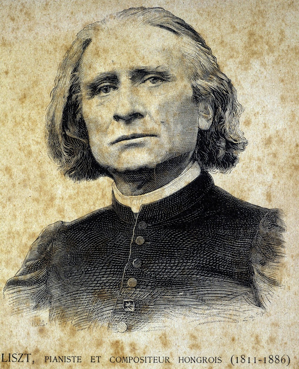 Portret van Franz Liszt, Hongaarse pianist en componist (1811 - 1886) - in 
