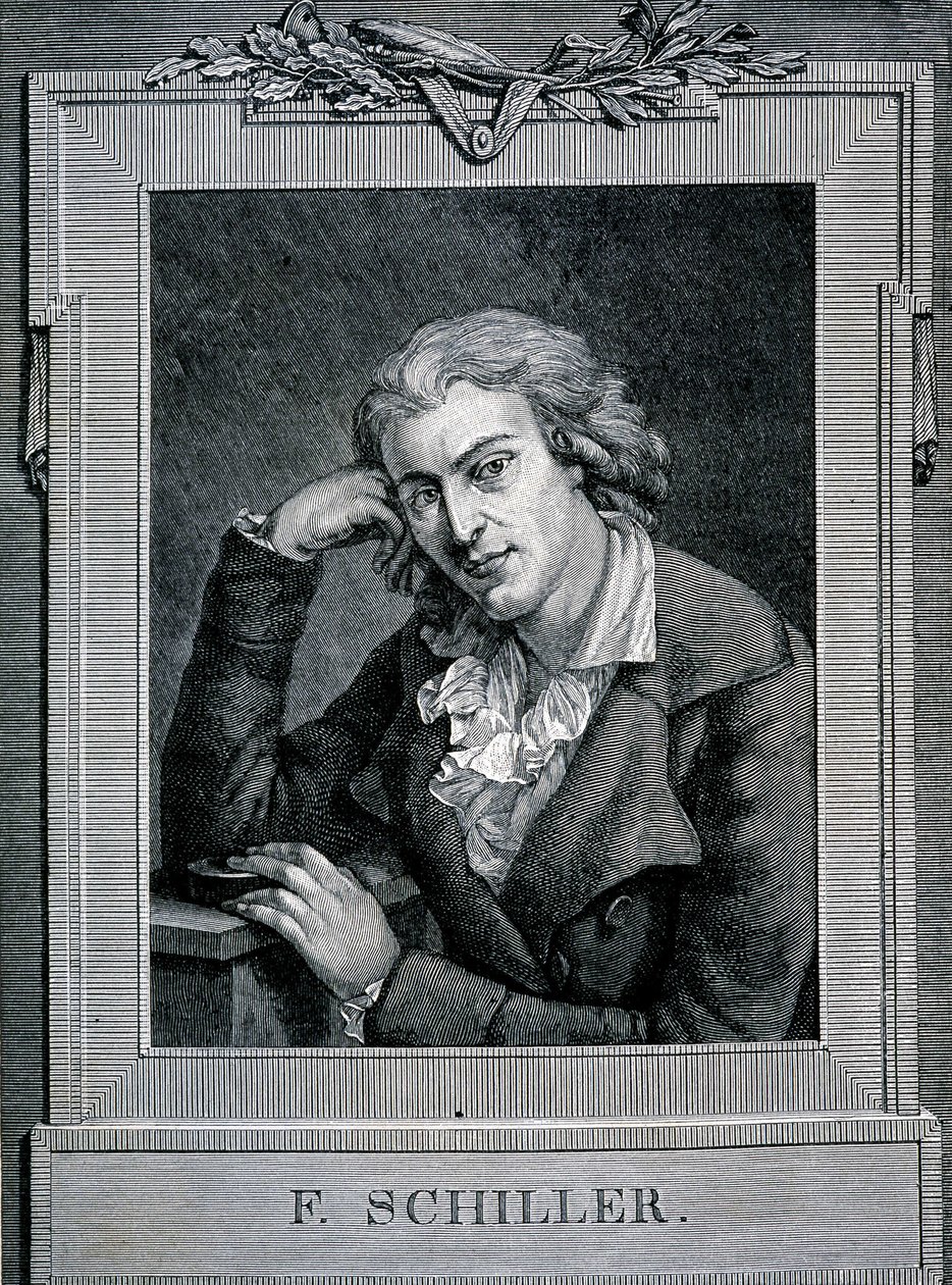 Portret van Friedrich von Schiller (1759 - 1805), Duitse dichter en toneelschrijver door Unknown artist