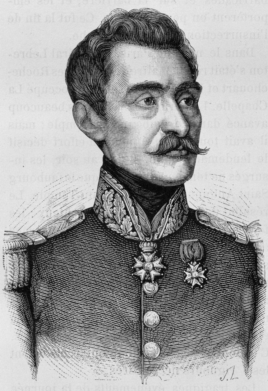 Portret van Generaal Bréa. Gravure van het einde van de 19e eeuw in 