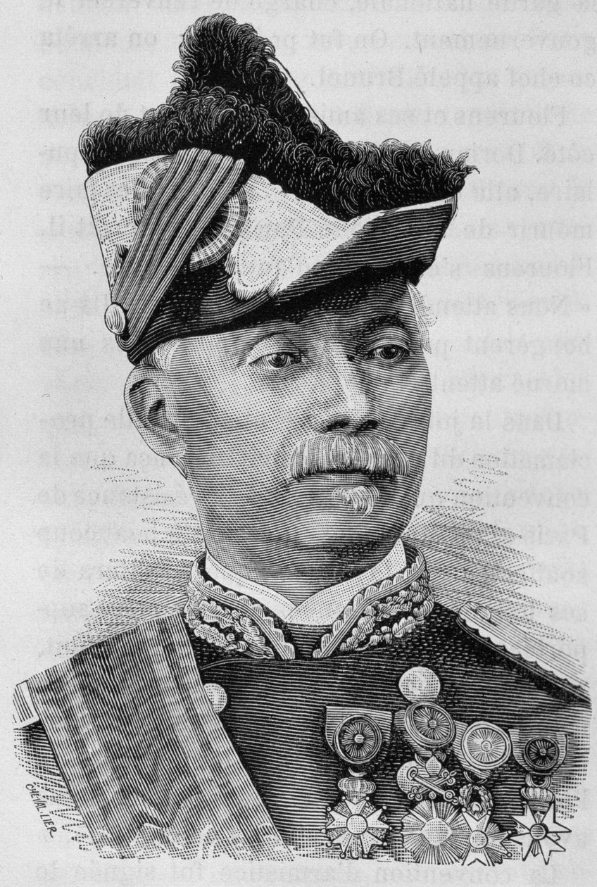 Portret van Generaal Pourcet. 19e-eeuwse gravure. door Unknown artist
