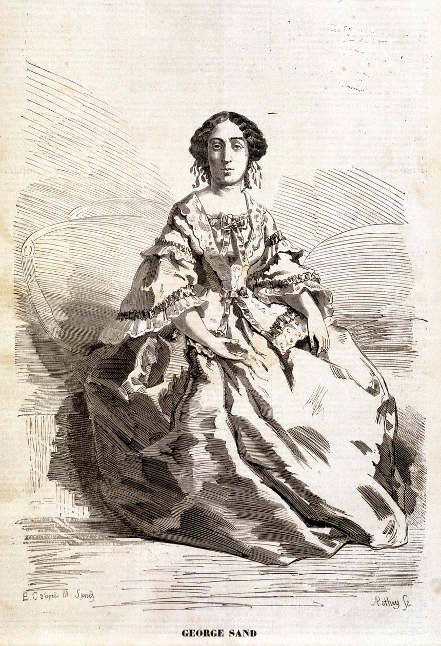 Portret van George Sand (Aurore Dupin, Barones Dudevant) (1804-1876) door Unknown artist